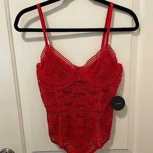 Lulu’s Red Lace Bodysuit